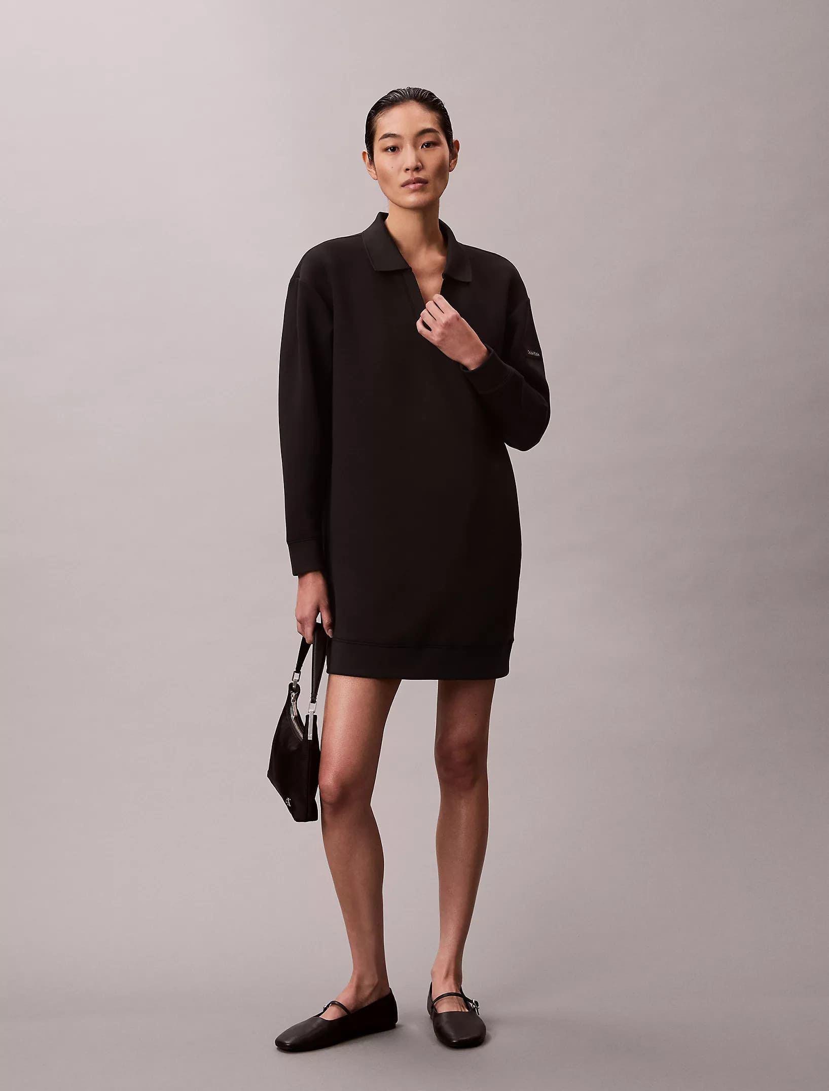 Calvin Klein - Long-Sleeve Scuba Polo Dress