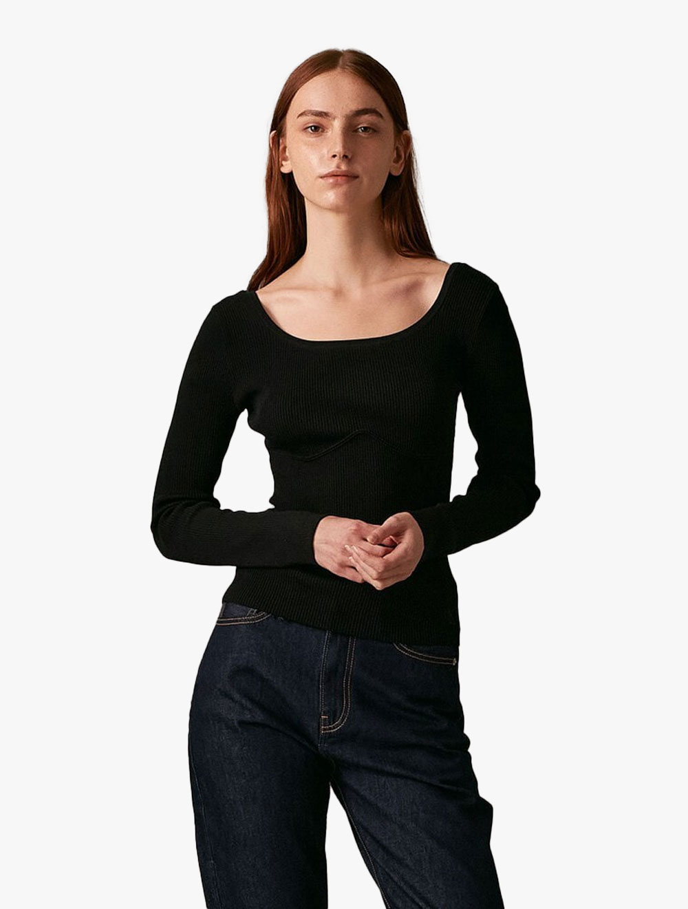 Calvin Klein Jeans - Ribbed Sweater Crewneck - Black - black