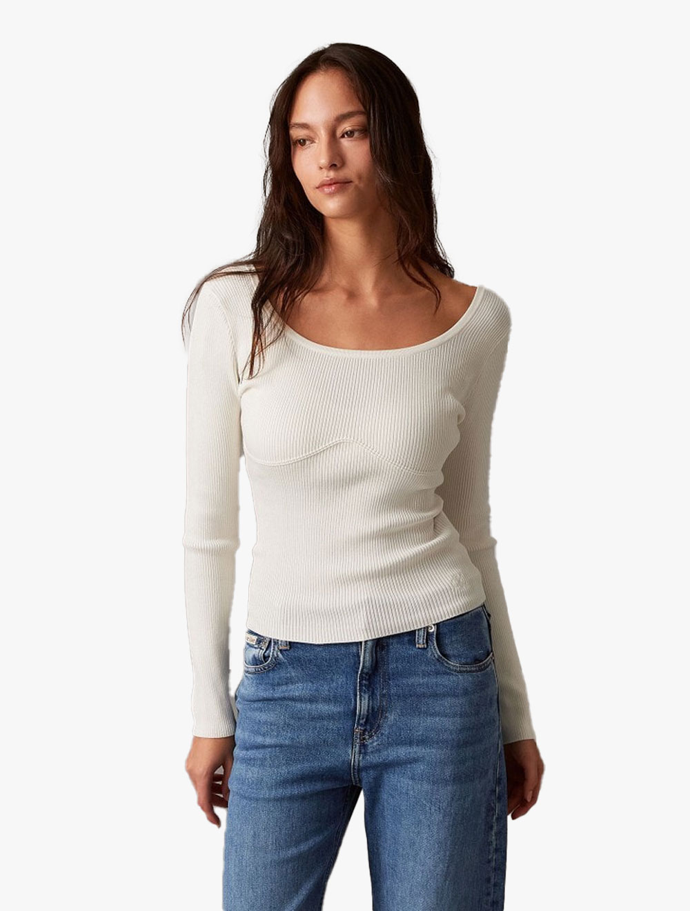 Calvin Klein Jeans - Ribbed Sweater Crewneck - White - white