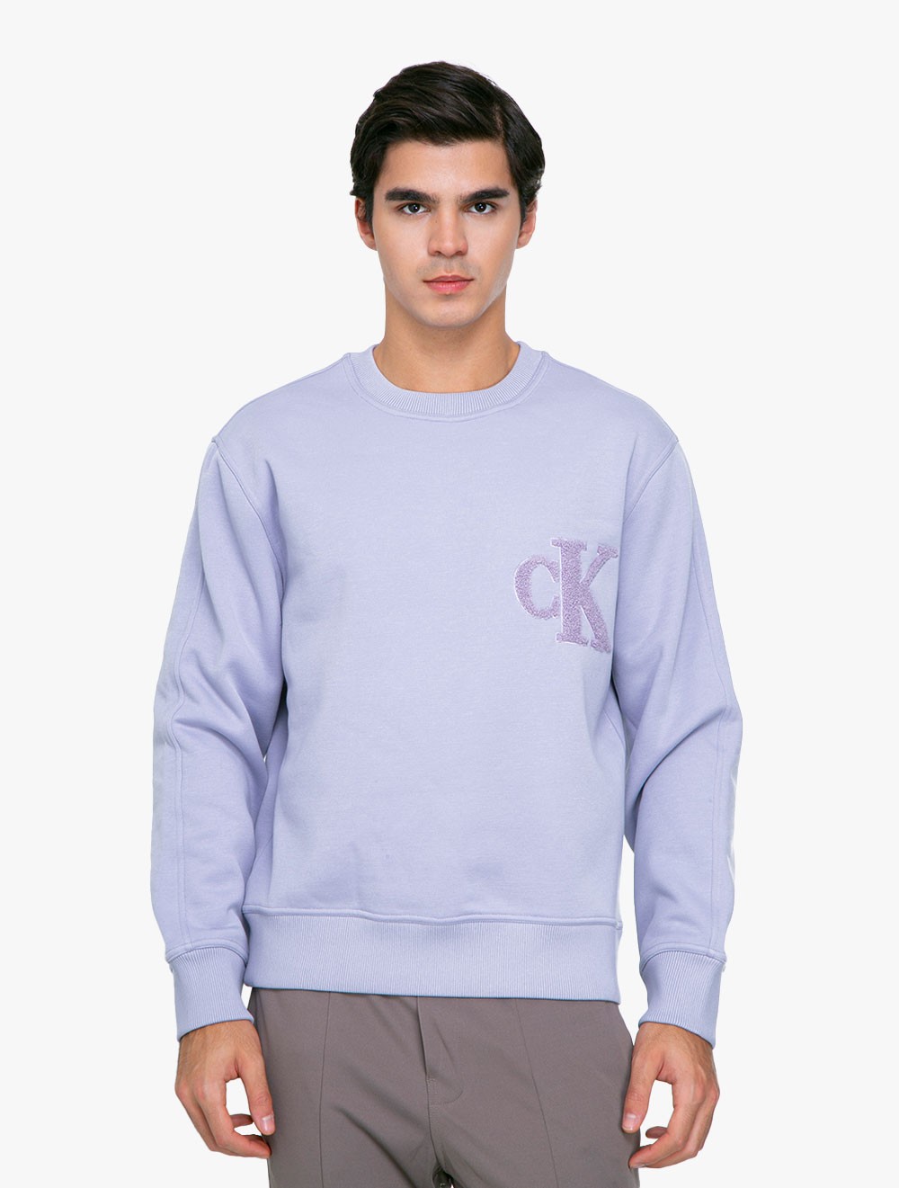 Calvin Klein Jeans - Terry Logo Crewneck Sweatshirt - Purple - purple