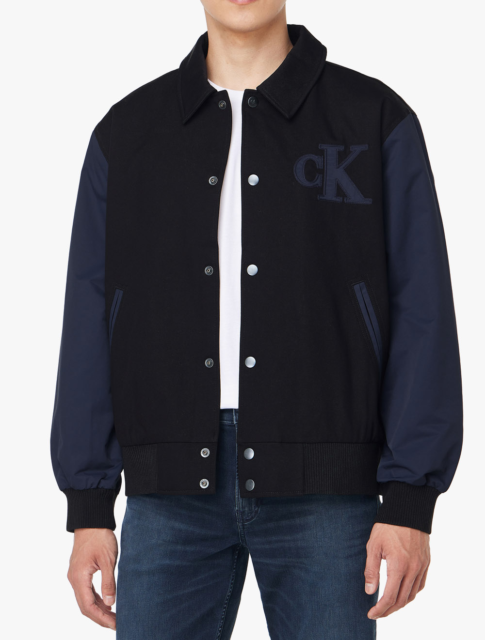 Calvin Klein - Cotton Nylon Varsity Bomber Jacket