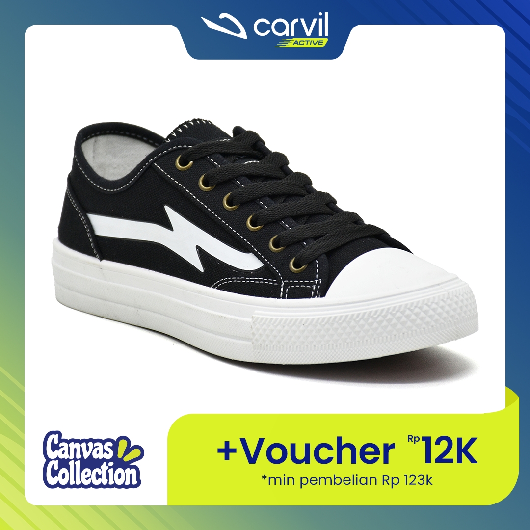 Carvil Sepatu Pria Gecko Low Black/White