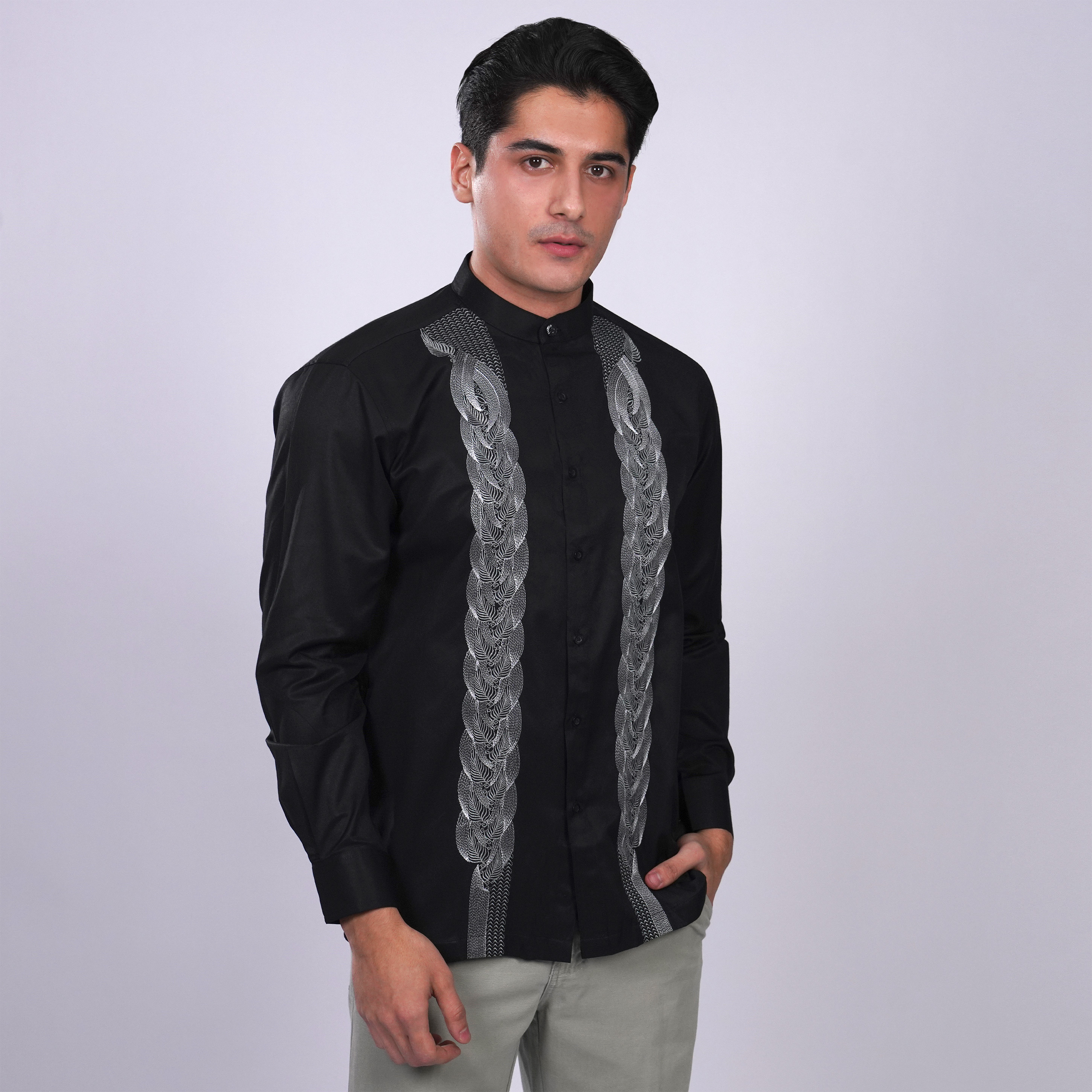 Casella Baju Koko Pria Lengan Panjang Exclusive | Baju Koko Hitam Ibrahim 9769 Black