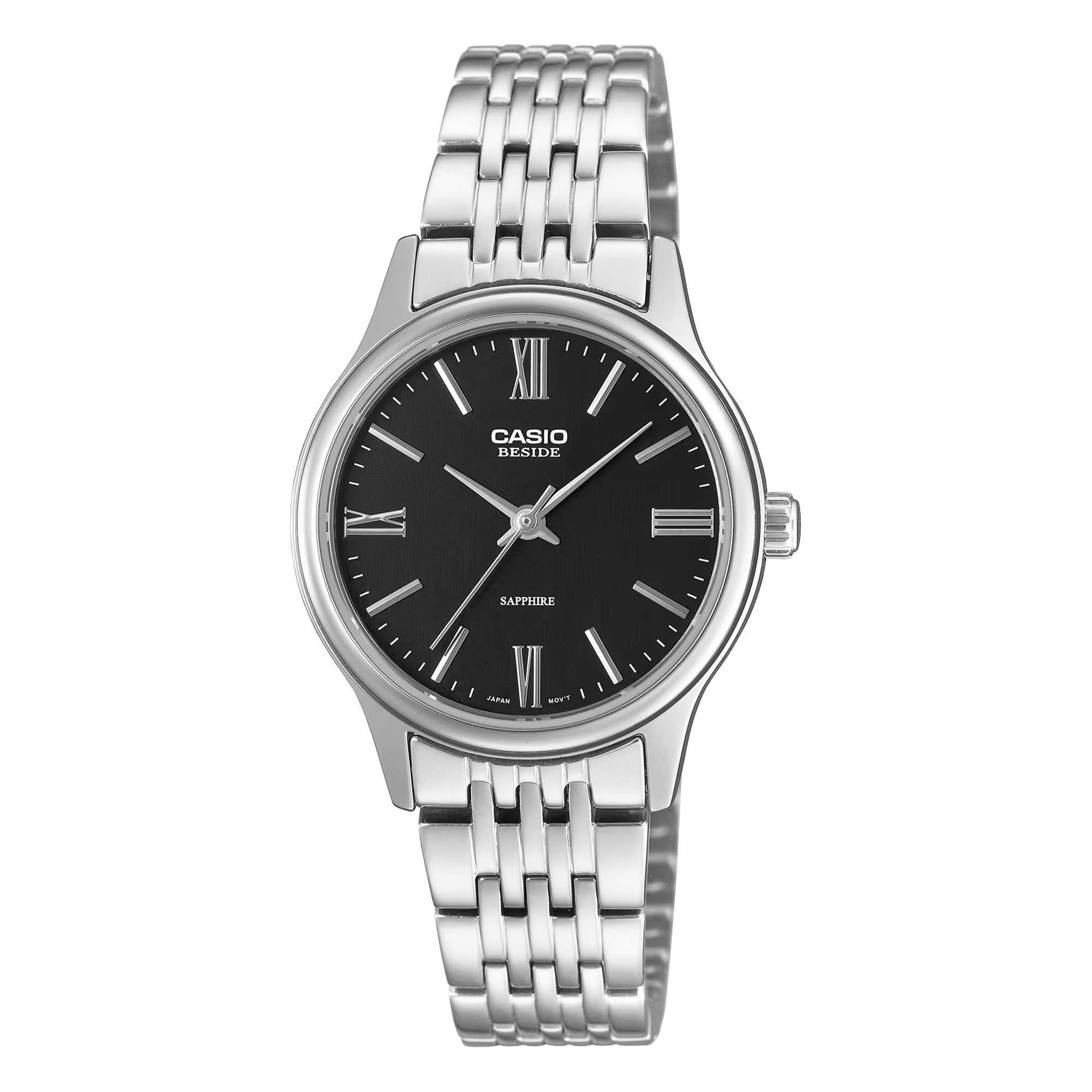 Casio Beside - Jam Tangan Analog Wanita - Black Dial - All Silver Stainless Steel - BLS-100D-1AV