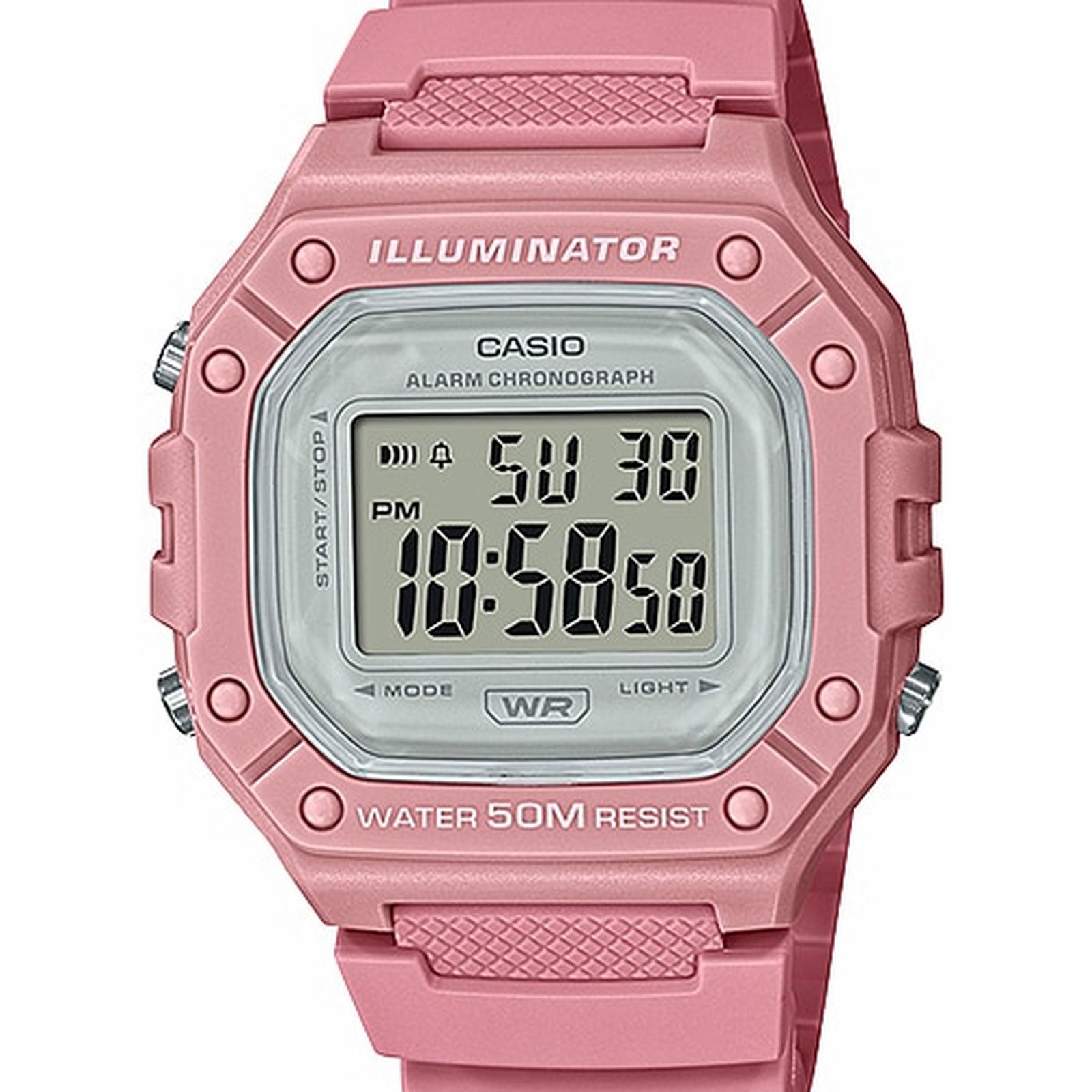 Casio W-218HC-4AVDF karet dusty pink cewek