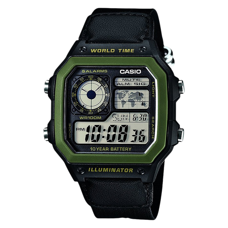 CASIO Jam Tangan Pria Casio General AE-1200WHB-1BVDF AE1200 AE-1200WH Water Resistant 100M