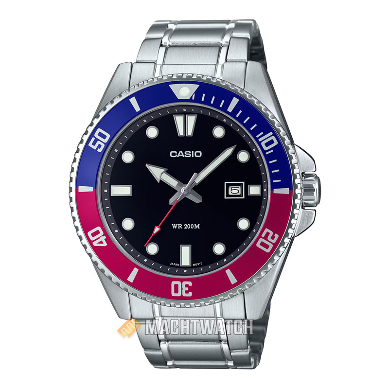 CASIO Jam Tangan Pria Casio General MDV-107D-1A3VDF MDV107 MDV-107D Black Dial Stainless Steel Band