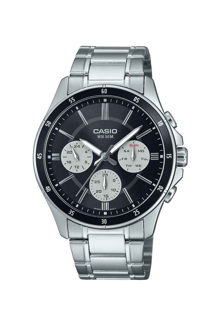 Casio MTP-1374D-1A3 Jam Tangan Pria Chronograph Stainless Steel