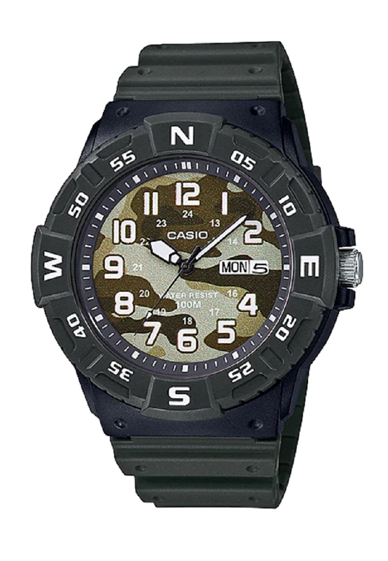 CASIO Jam Tangan MRW-220HCM-3BV Abu-Abu Green Army