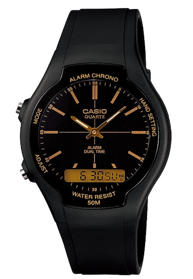 CASIO Jam Tangan AW-90H-9EV Hitam Emas