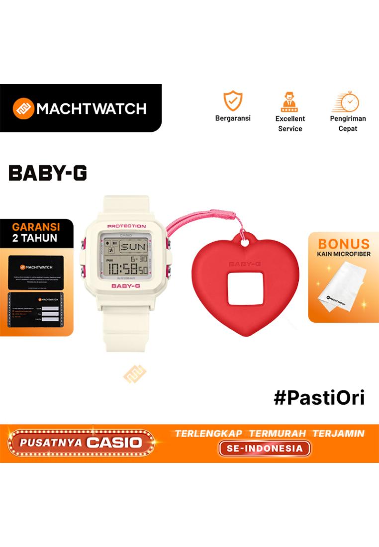CASIO Jam Tangan Wanita Casio Baby-G + Plus BGD-10KH-7DR Digital Dial White Resin Band + Case Holder