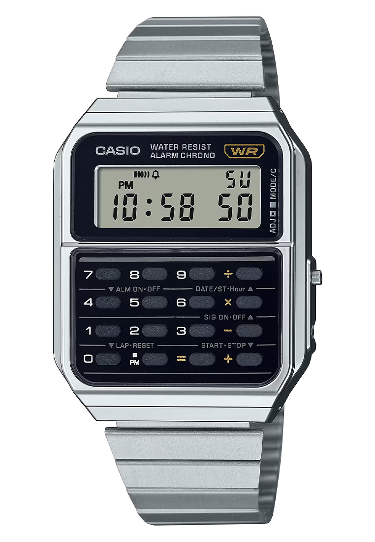 Casio Vintage Calculator Watch - Jam Tangan Digital Unisex - CA-500WE-1A - Stainless Steel