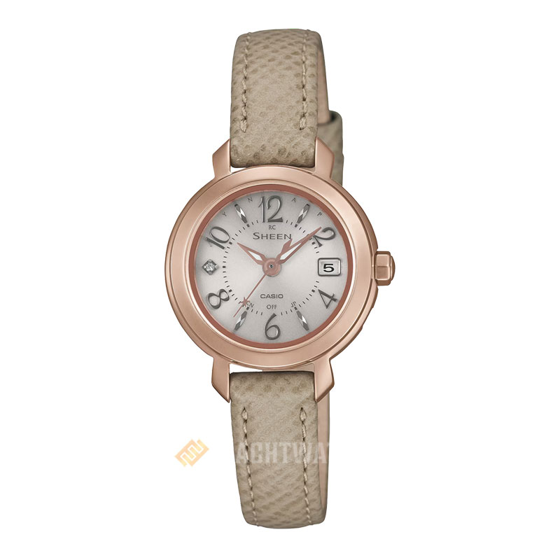 CASIO Jam Tangan Wanita Casio Sheen SHW-5300CGL-7AJF Solar Ladies Analog Dial Beige Leather Strap (J