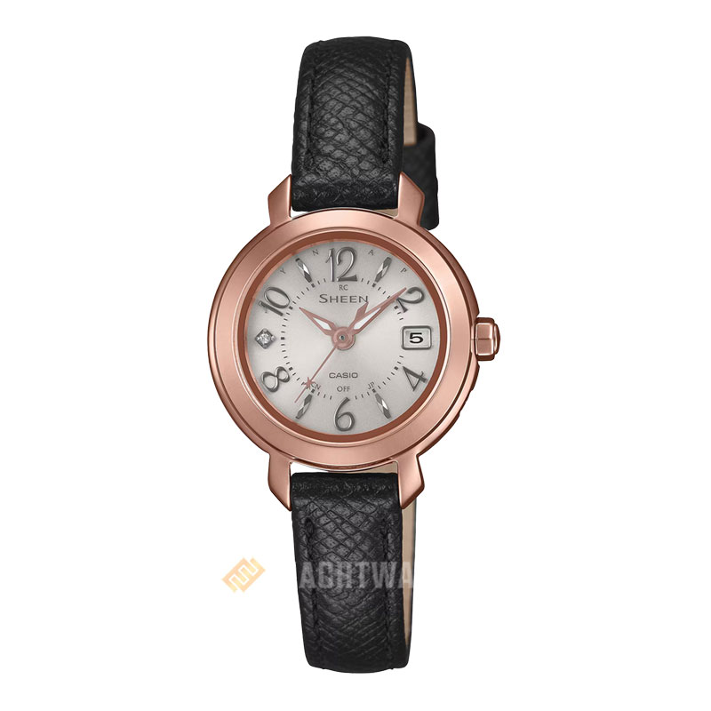 CASIO Jam Tangan Wanita Casio Sheen SHW-5300PGL-7AJF Solar Ladies Analog Dial Black Leather Strap (J