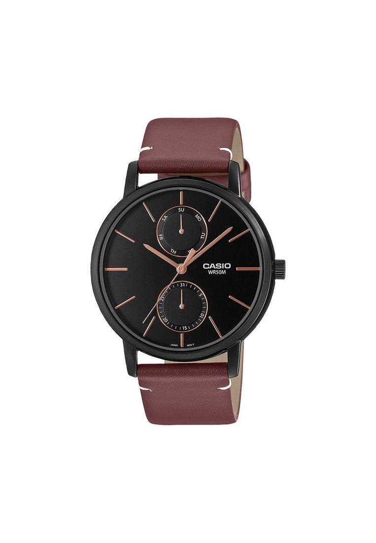CASIO Jam Tangan Pria Casio MTP-B310BL-5AVDF Black Dial Brown Leather Band