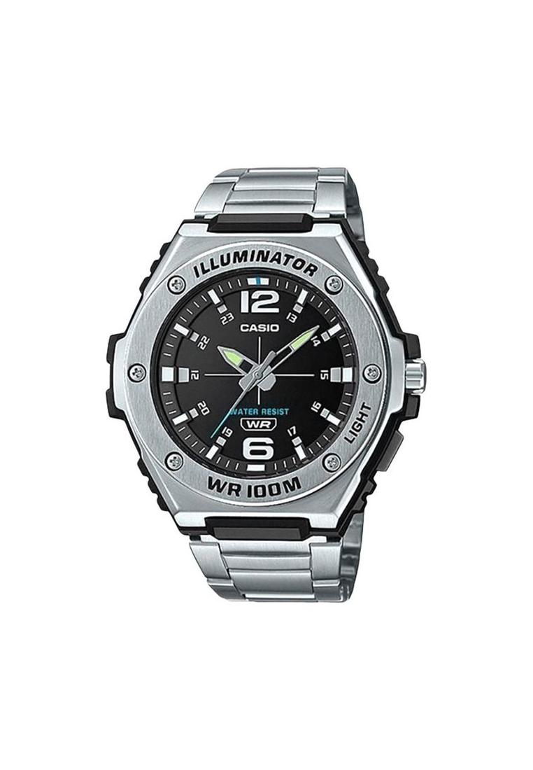 CASIO Jam Tangan Pria Casio MWA-100HD-1AVDF Men Illuminator Black Dial Stainless Steel Band