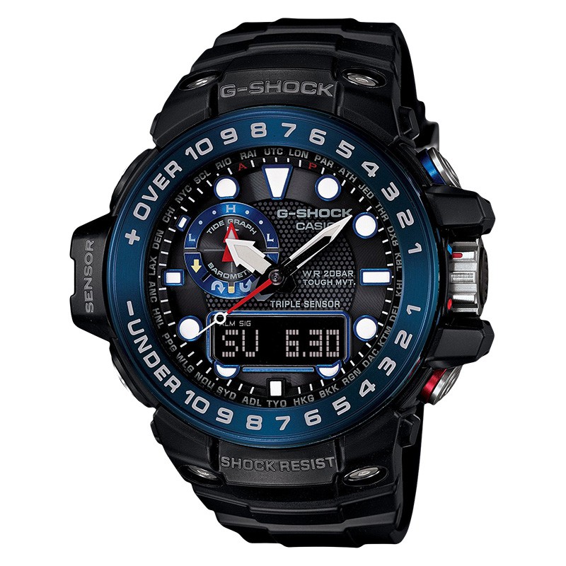 CASIO Jam Tangan Pria Casio G-Shock GULFMASTER GWN-1000B-1BJF Tough Solar Digital Analog Dial Black
