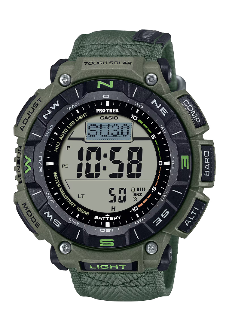 Casio Pro Trek Tough Solar - Jam Tangan Digital Pria - Green Nylon Strap - PRG-340B-3D