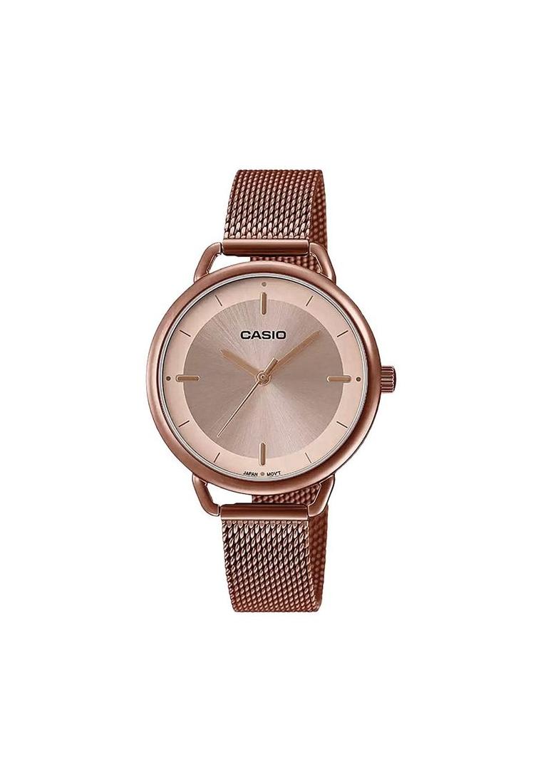 CASIO Jam Tangan Wanita Casio LTP-E413MR-9ADF Ladies Rose Gold Dial Brown Mesh Band