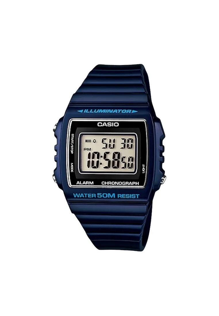 CASIO Jam Tangan Wanita Casio W-215H-2AVDF WR 50M Digital Dial Blue Resin Band