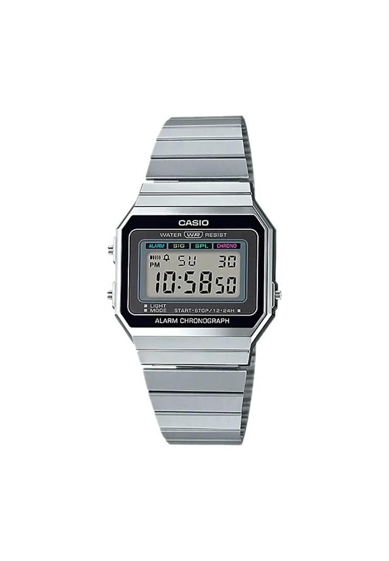 CASIO Jam Tangan Wanita Casio A700W-1ADF Vintage Ladies Digital Dial Stainless Steel Band