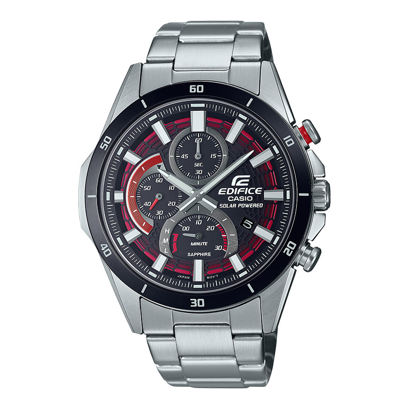 Casio Jam Tangan Pria Casio Edifice EFS-S610DB-1AVUDF Chronograph Slim Red Line Black Dial Stainless