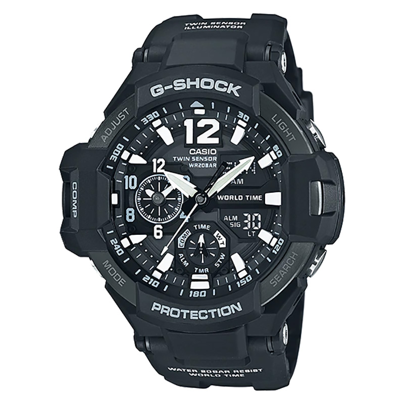 CASIO Jam Tangan Pria Casio G-Shock Gravitymaster GA-1100-1AJF Twin Sensor Master Of G Black Resin B