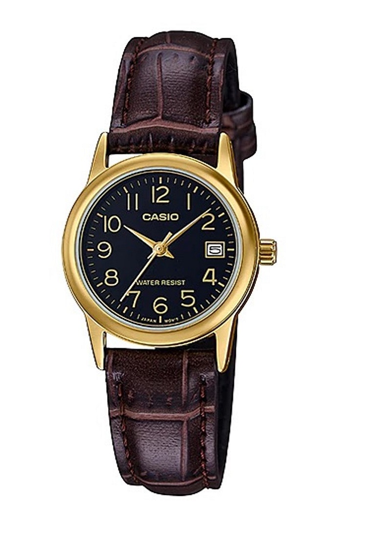 CASIO Jam Tangan LTP-V002GL-1BUDF Coklat Emas