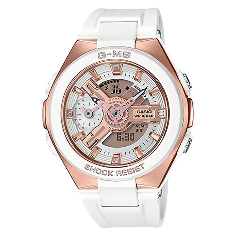 CASIO Jam Tangan Wanita Casio Baby-G MSG Series MSG-400G-7ADR Digital Analog Dial White Resin Band