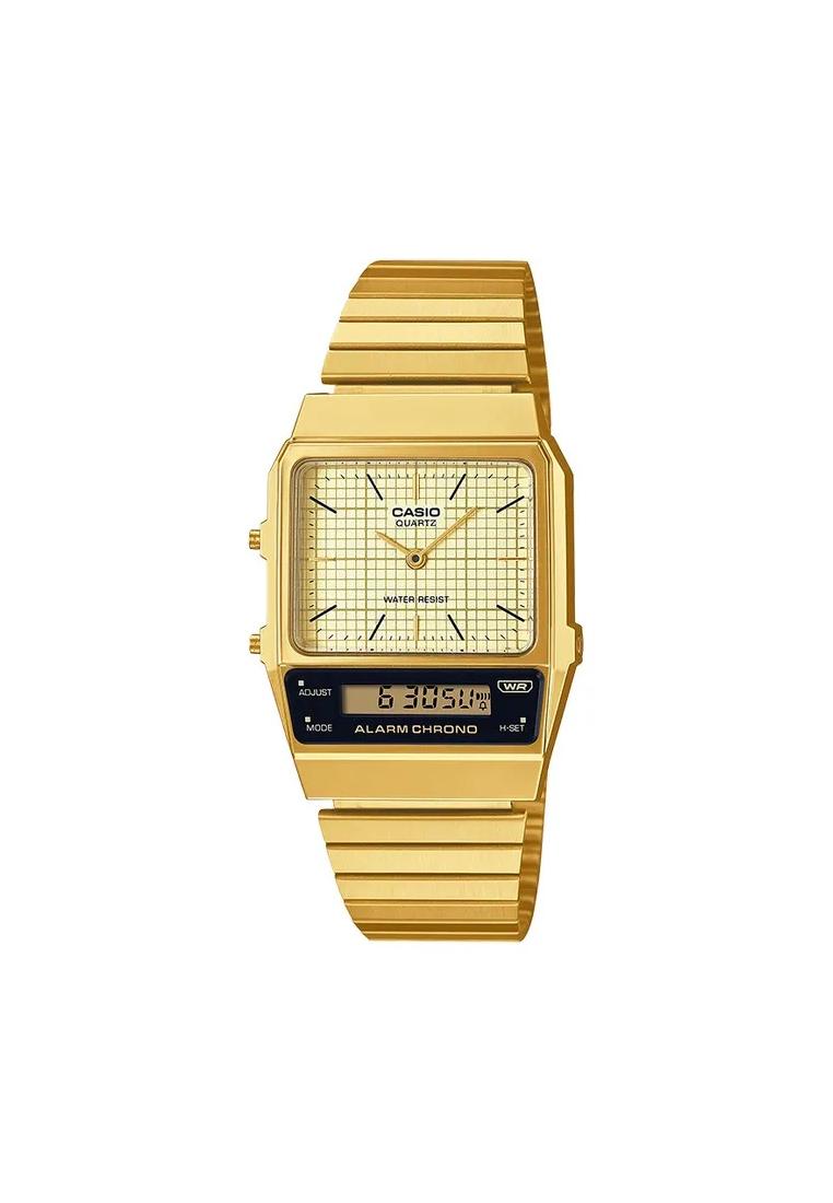 CASIO Jam Tangan Wanita Casio AQ-800EG-9ADF Vintage Edgy Collection Digital Analog Gold Dial Gold St