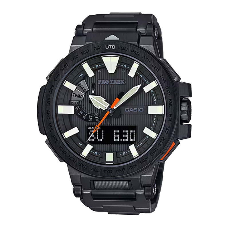 CASIO Jam Tangan Pria Casio Pro Trek PRX-8000YT-1JF Manaslu Solar Analog Digital Black Dial Black Ti