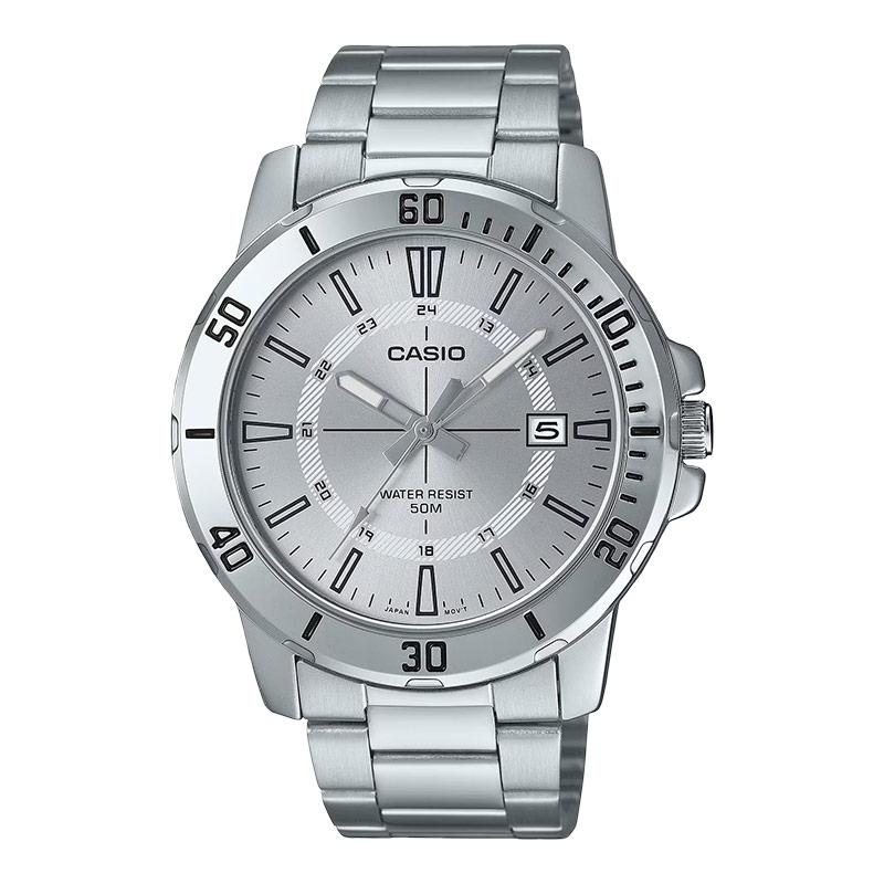 CASIO Jam Tangan Pria Casio General MTP-VD01D-7CVUDF MTPVD01 MTP-VD01D Enticer Silver Dial Stainless