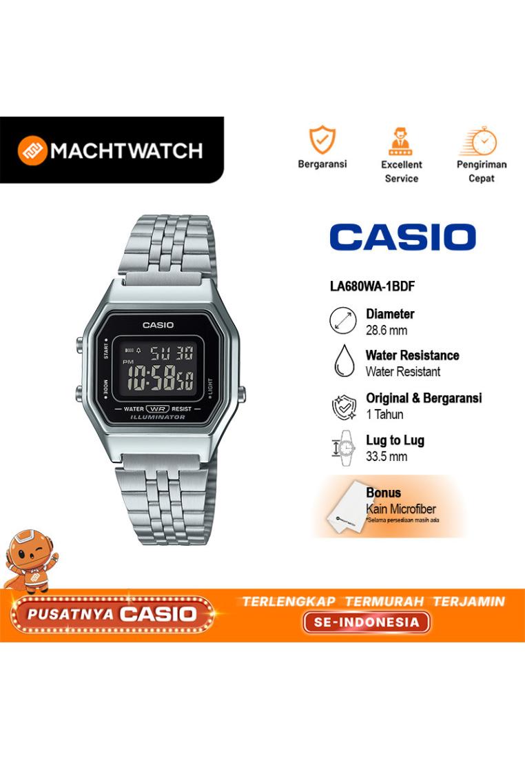 CASIO Jam Tangan Wanita Digital Casio Standard LA680WA-1BDF LA680 LA680W Black Digital Dial Stainles