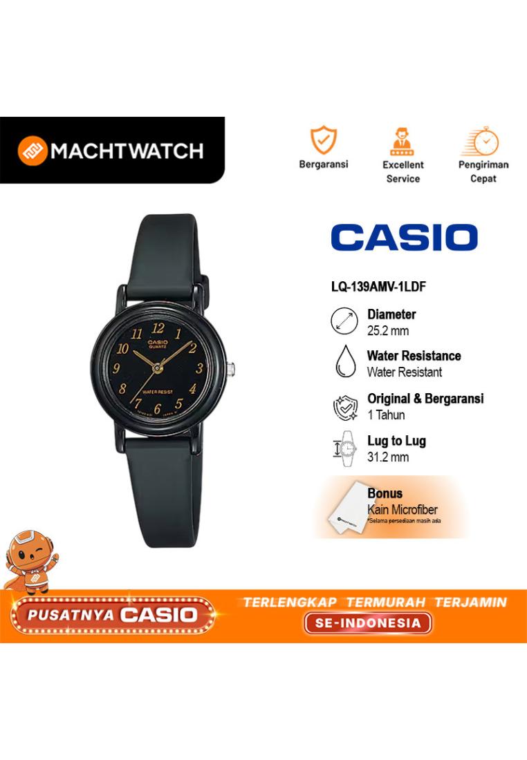 CASIO Jam Tangan Wanita Analog Casio Standard LQ-139AMV-1LDF LQ139 LQ-139AMV Black Dial Black Resin 
