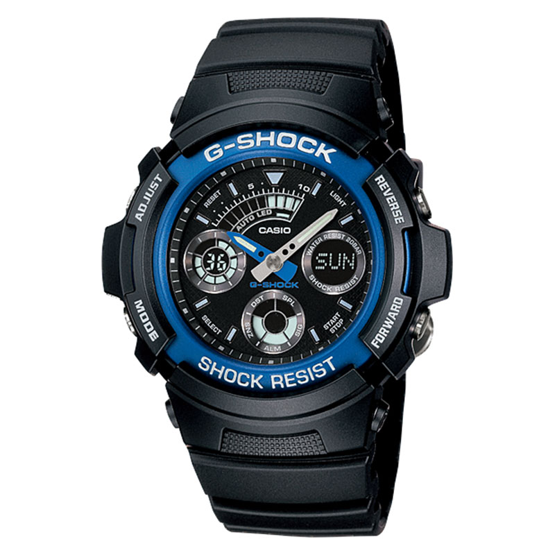 CASIO Jam Tangan Pria Casio G-Shock AW-591-2ADR AW591 Black Digital Analog Dial Black Resin Band