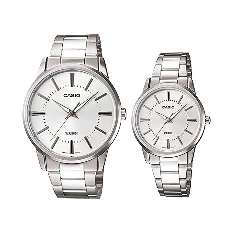 Casio Jam Tangan Couple Casio General LTP-1303D-7AVDF_MTP-1303D-7AVDF Couple Silver Dial Stainless S