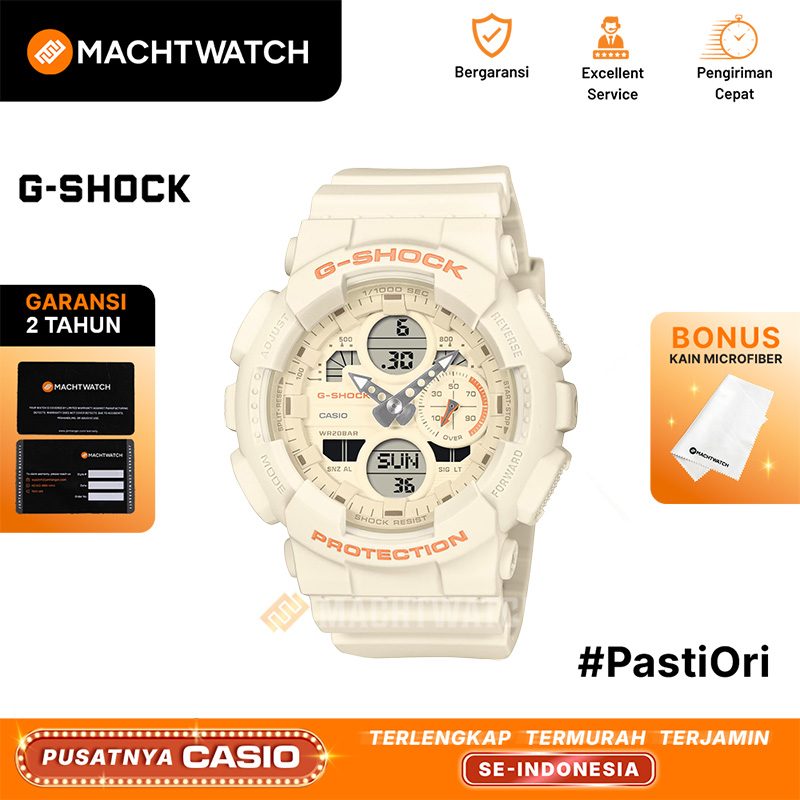 CASIO Jam Tangan Wanita Casio G-Shock GMA-S140-7ADR Women Digital Analog Dial Beige Resin Band