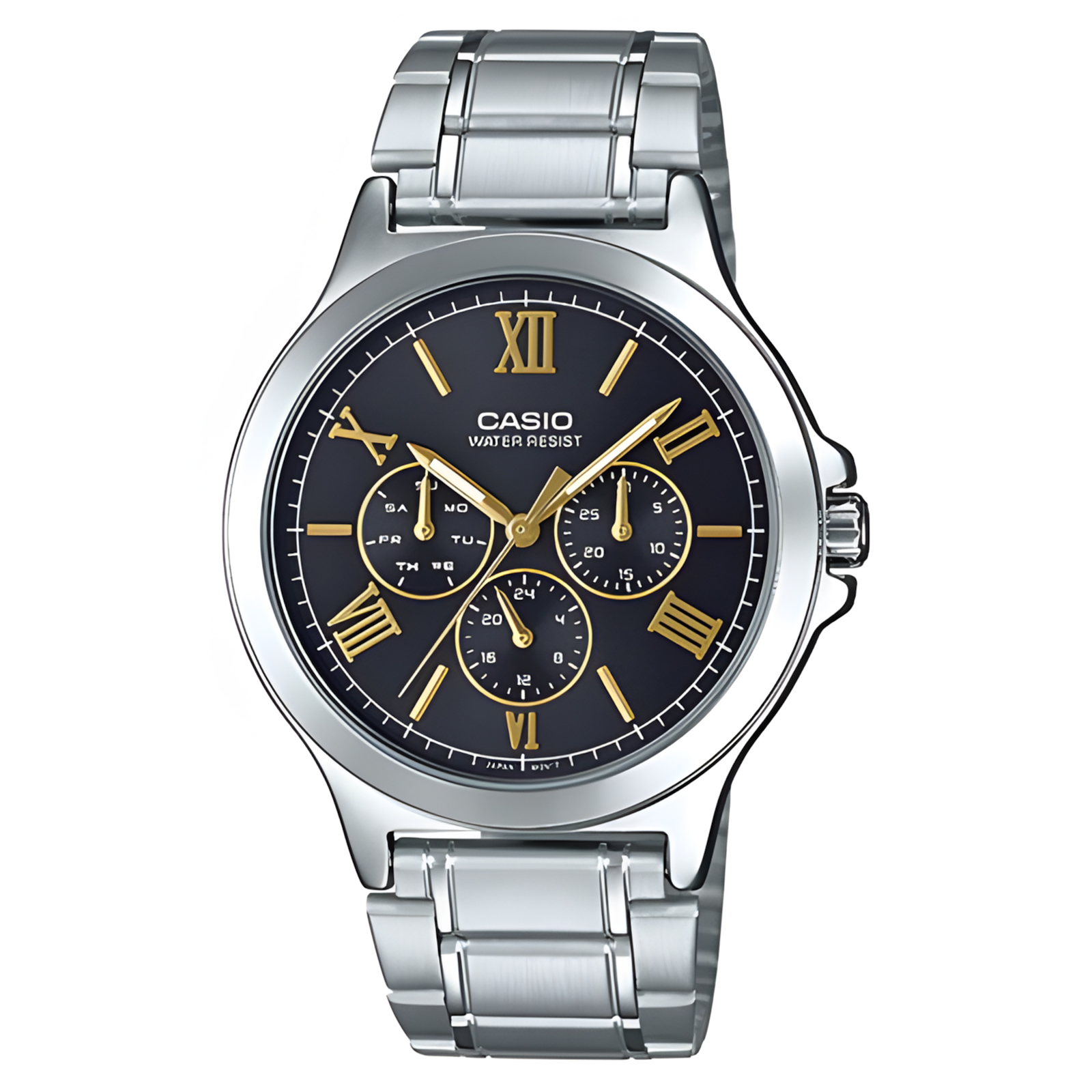 Casio - Jam Tangan Analog Unisex - Black Dial - All Stainless Steel - MTP-V300D-1A2U