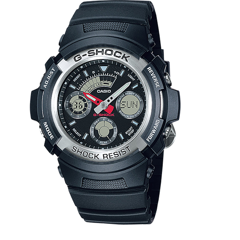 CASIO Jam Tangan Pria Casio G-Shock AW-590-1ADR AW590 Digital Analog Black Resin Band