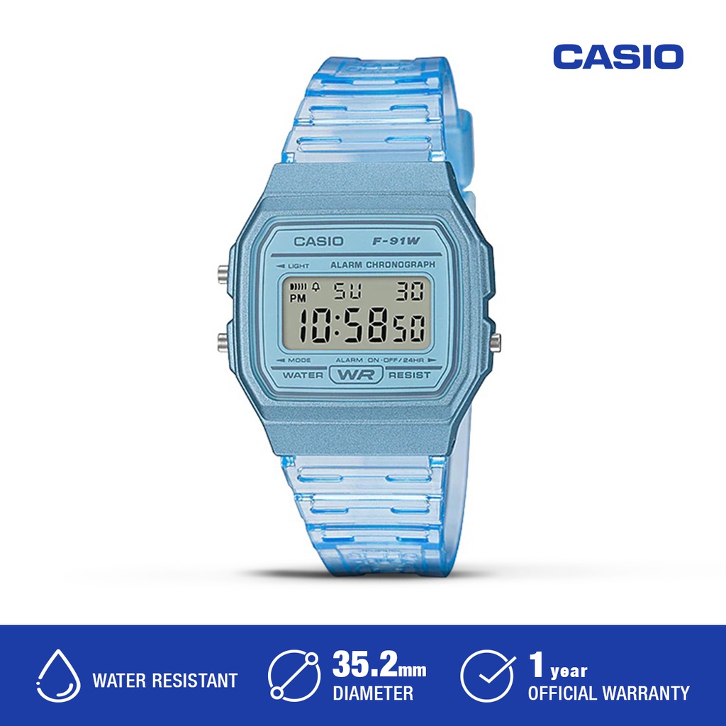 CASIO Jam Tangan Wanita Digital Casio F-91WS-2DF Original