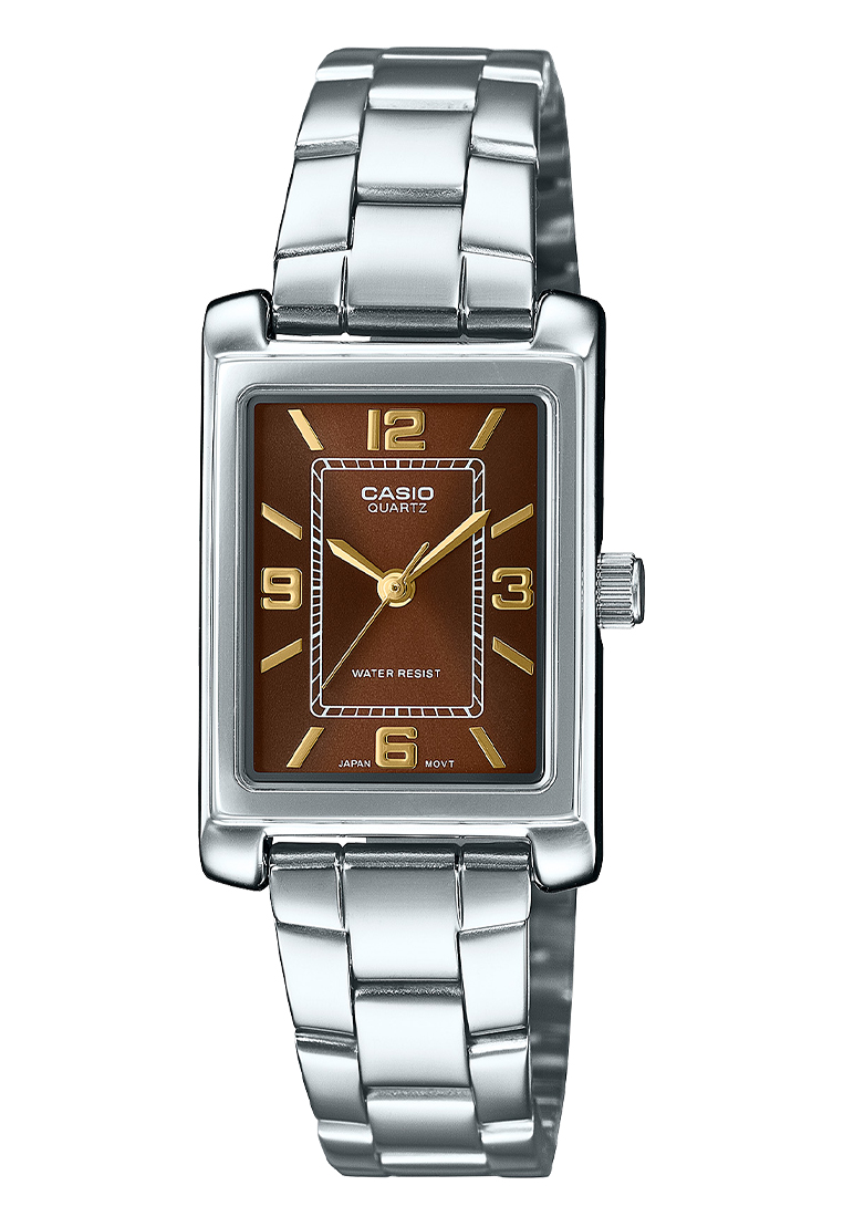 Casio LTP-1234DD-5A - Jam Tangan Analog Wanita - Silver Stainless Case Brown Dial