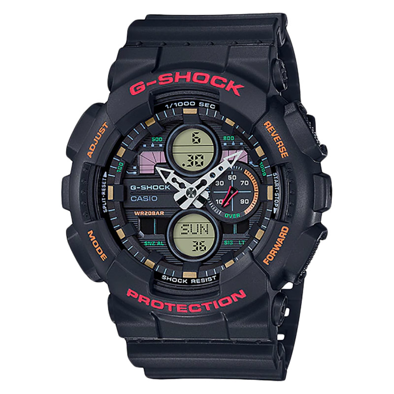 CASIO Jam Tangan Pria Casio G-Shock GA-140-1A4DR GA140 GA-140 Retro 90s Digital Analog Black Resin B
