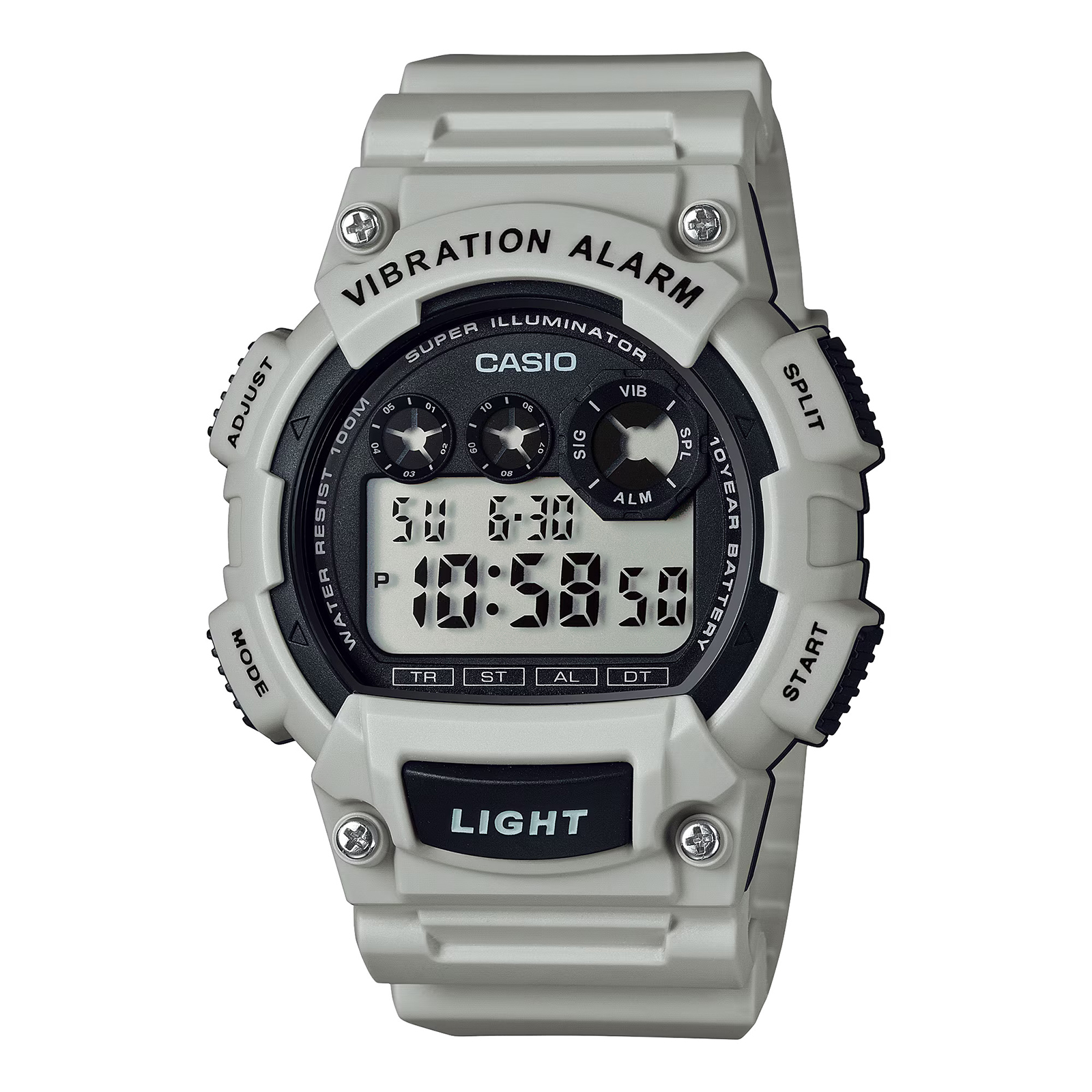 Casio Vibration Alarm - Jam Tangan Digital Pria - Beige Resin Band - W-735H-8A2