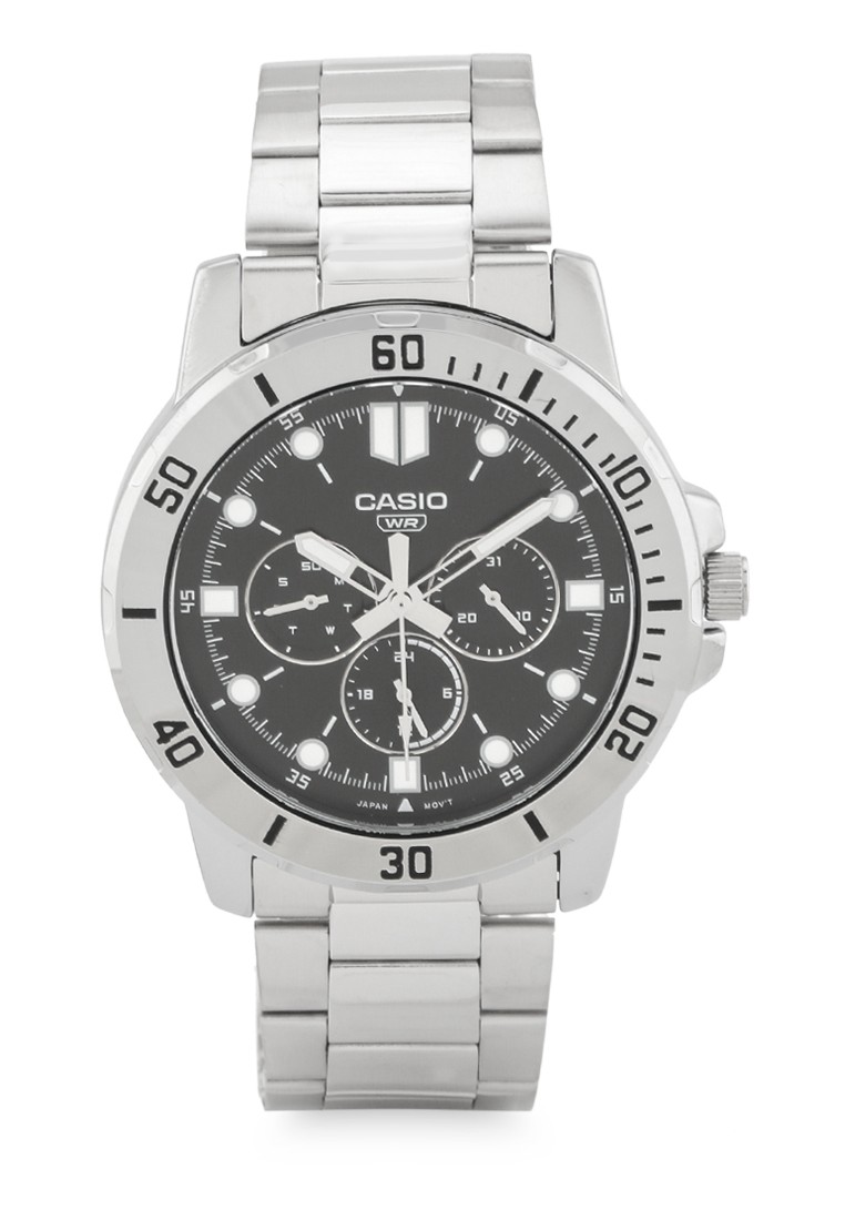 Casio Jam Tangan Pria - Silver Black - Stainless Steel - MTP-VD300D-1EUDF