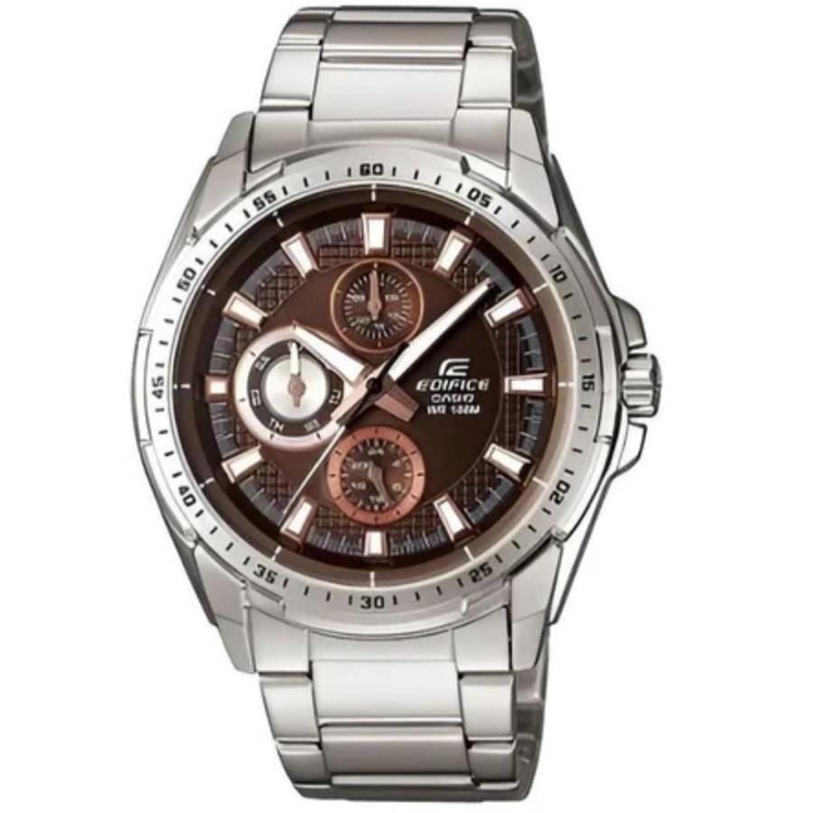 Casio Edifice EF-336D-5AVDF Silver Dasar Coklat Cowok