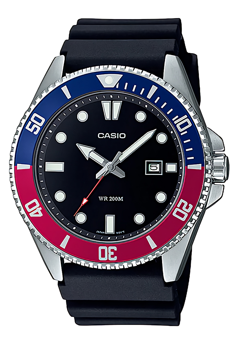 Casio Diver - Jam Tangan Pria - Silver - Black Rubber Strap - MDV-107-1A3VDF