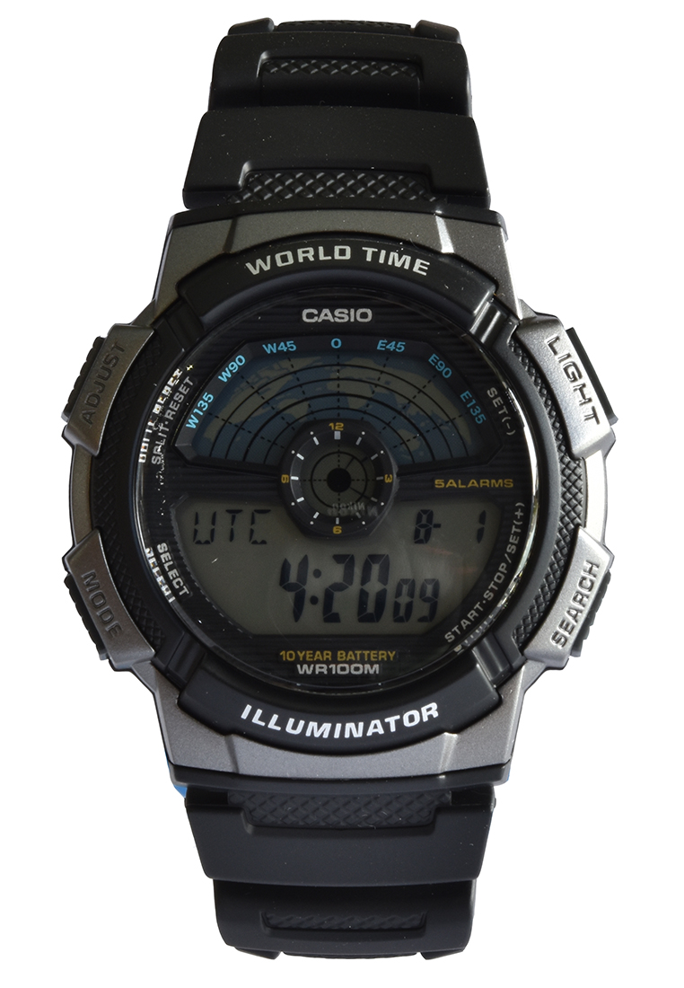Casio - Jam Tangan Pria - Black Rubber Strap -  AE-1100-W-1AVDF