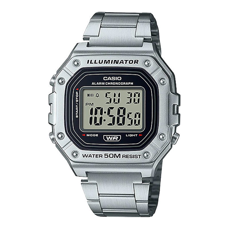 CASIO Jam Tangan Pria Digital Casio Standard W-218HD-1AVDF W218 W-218H Stainless Steel Band