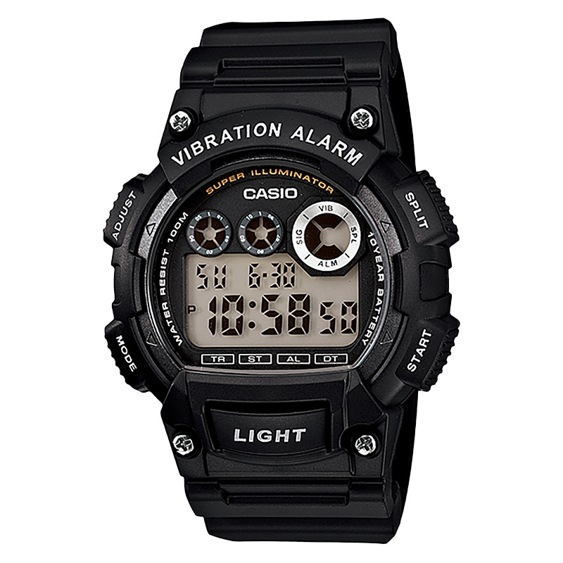 CASIO Jam Tangan Pria Digital Casio Standard W-735H-1AVDF W735 W-735H Vibration Alarm Black Resin Ba