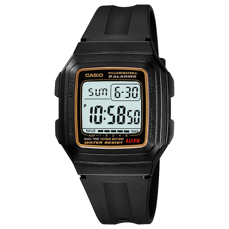 CASIO Jam Tangan Unisex Digital Casio Standard F-201WA-9ADF F201 F-201W 10 Years Battery Life Resin 